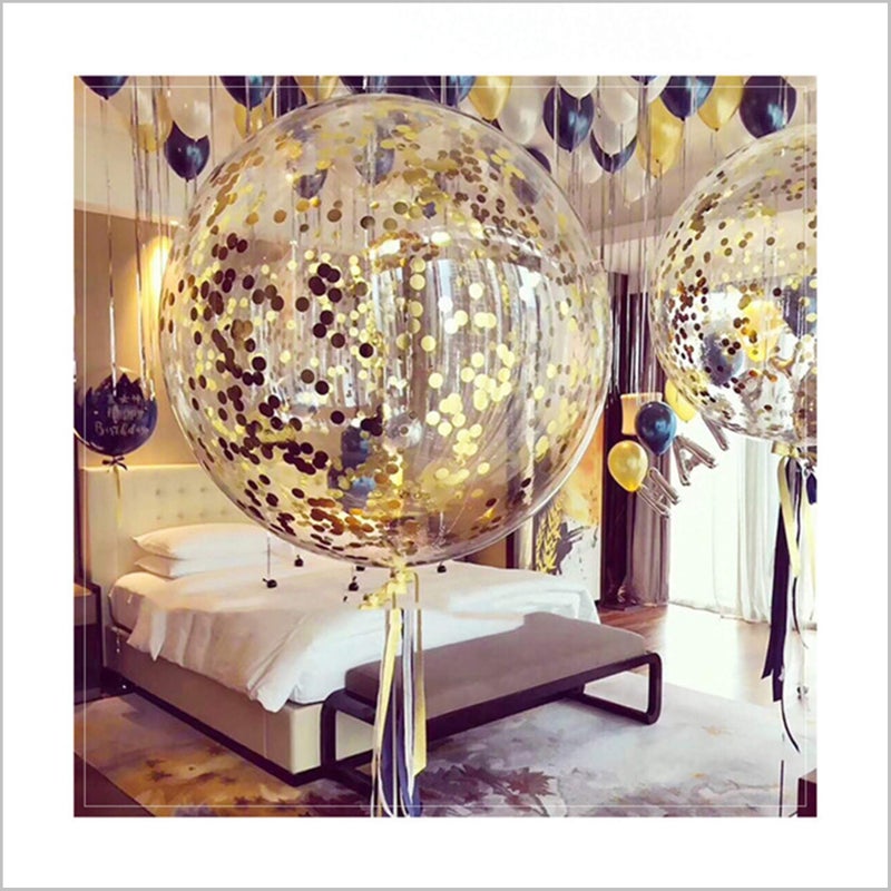 GXONE 36 Inch Jumbo Confetti Balloons, Giant Latex Balloon with Gold Confetti (Premium Helium Quality) Pkg/6 Latex glitter balloons for Party/Birthdays/Wedding/Festivals Christmas and Event Decorations - Image 3